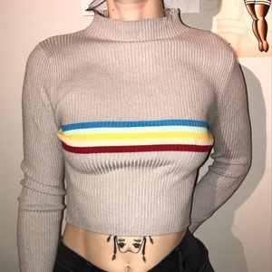 Pacsun Gray with rainbow women’s sweater.